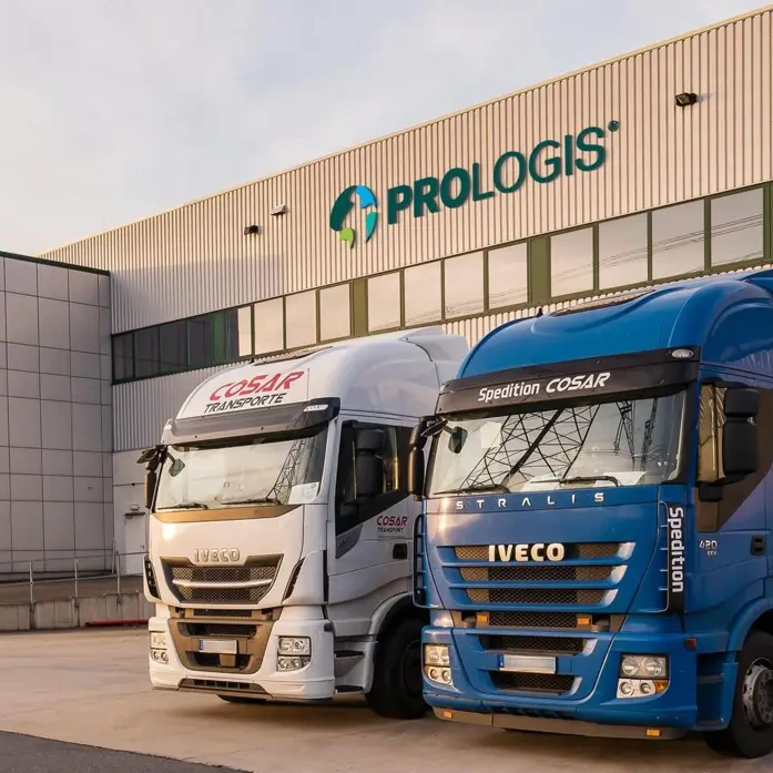 Prologis logistics facility with Iveco trucks at scale